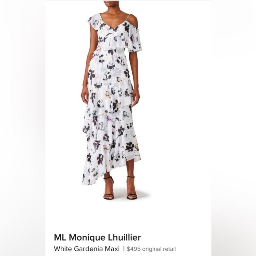 Monique Lhuillier White Gardenia Maxi Dress women's size 8
